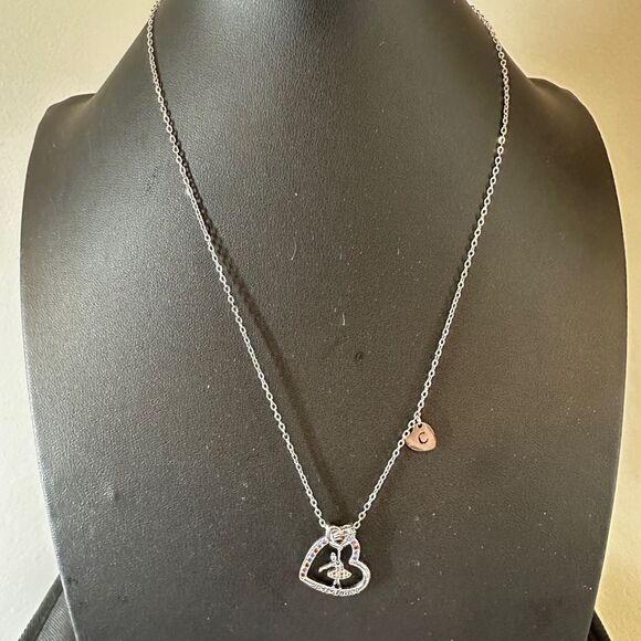 NIB Joycuff "Just dance" silver tone and rhinestone heart with dancer necklace! - Picture 7 of 9